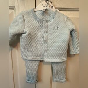 Beau et Belle Light Blue Quilted Baby Outfit